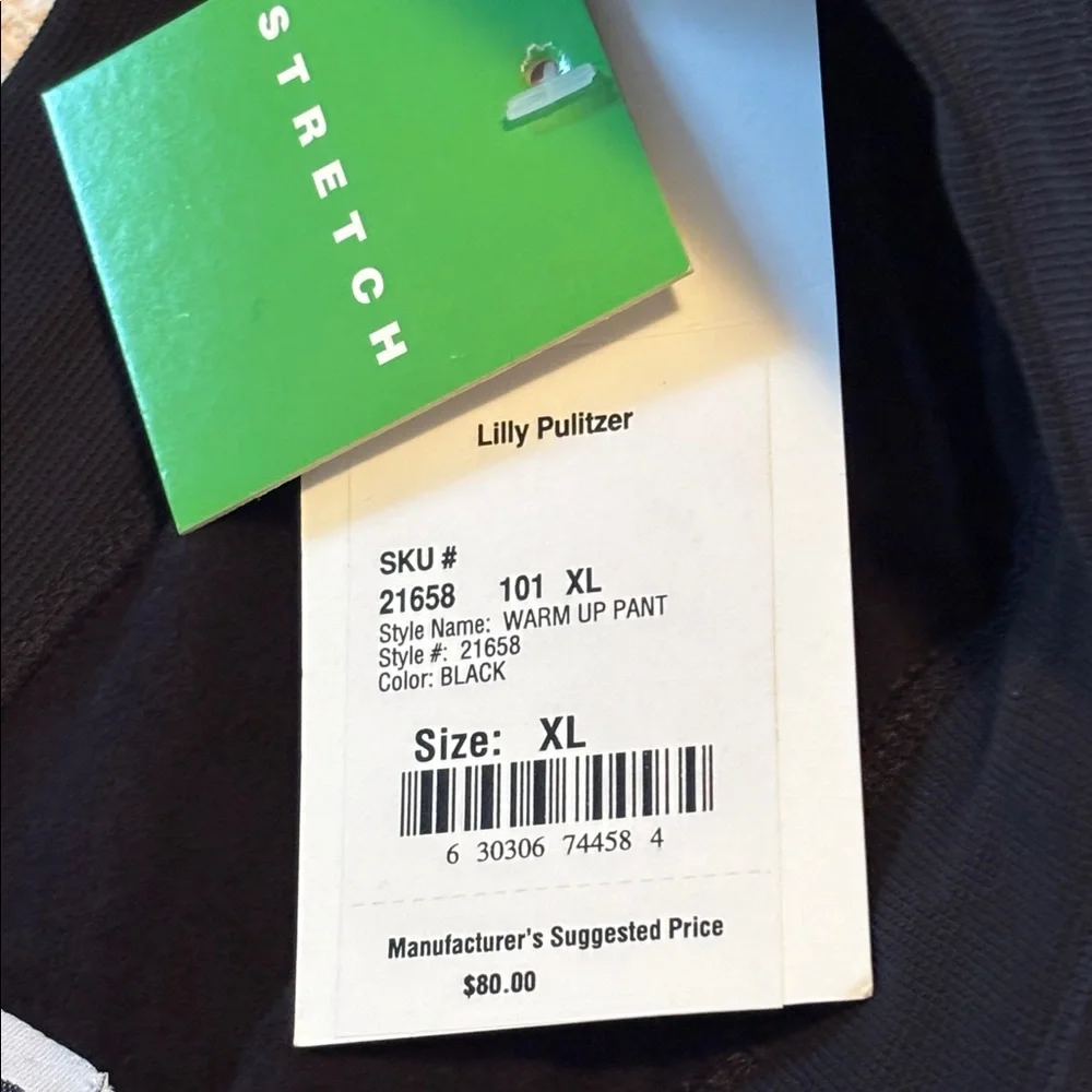 NWT Lilly Pulitzer black warm up casual pants sz XL sweats lounge - Picture 6 of 11